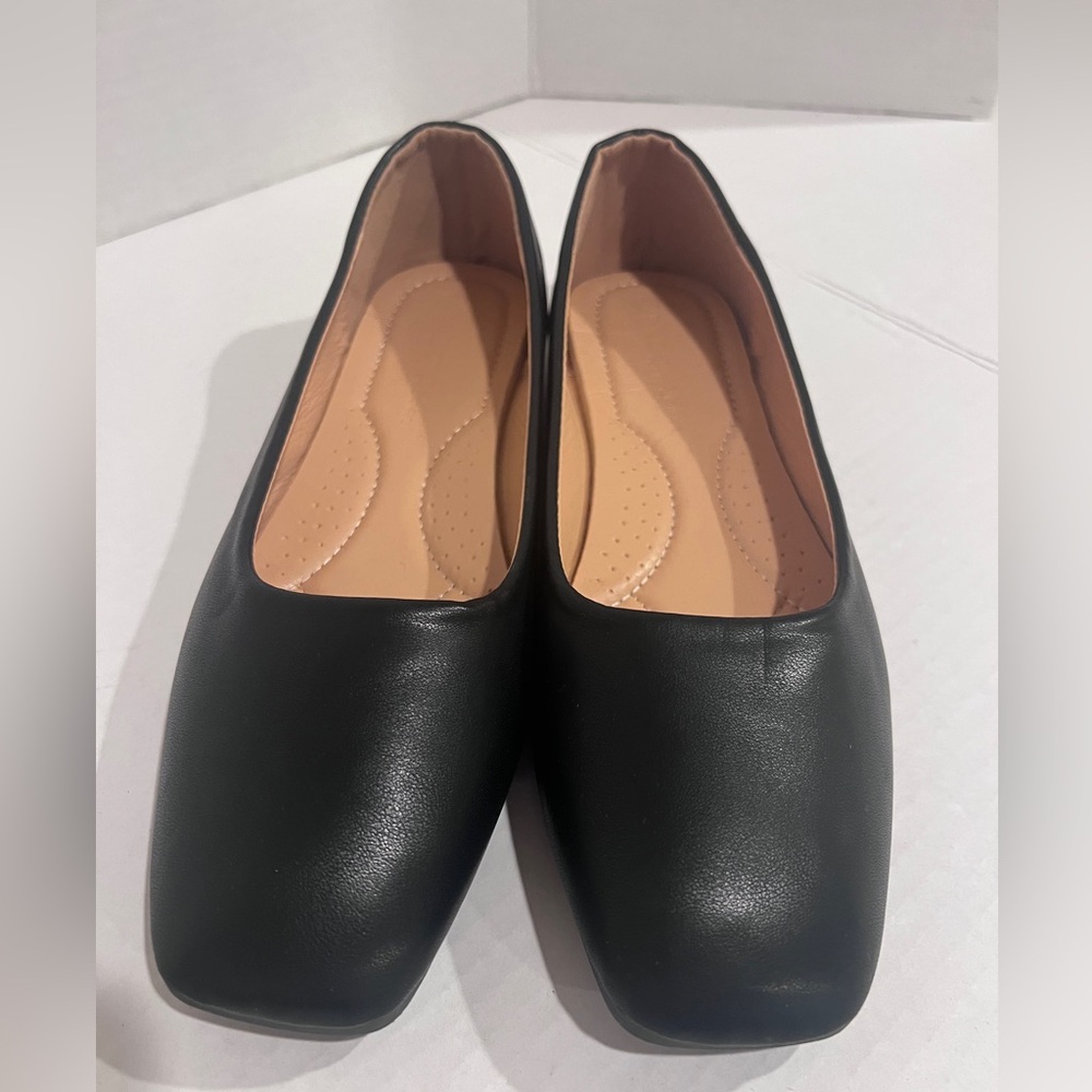Wild Diva Women’s Black Ballet Flats Square Toe Slip-on Casual Dress Shoes 9